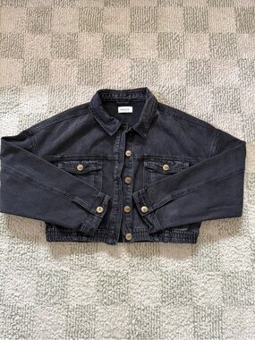 Mono B Charcoal Cropped Denim Jacket
